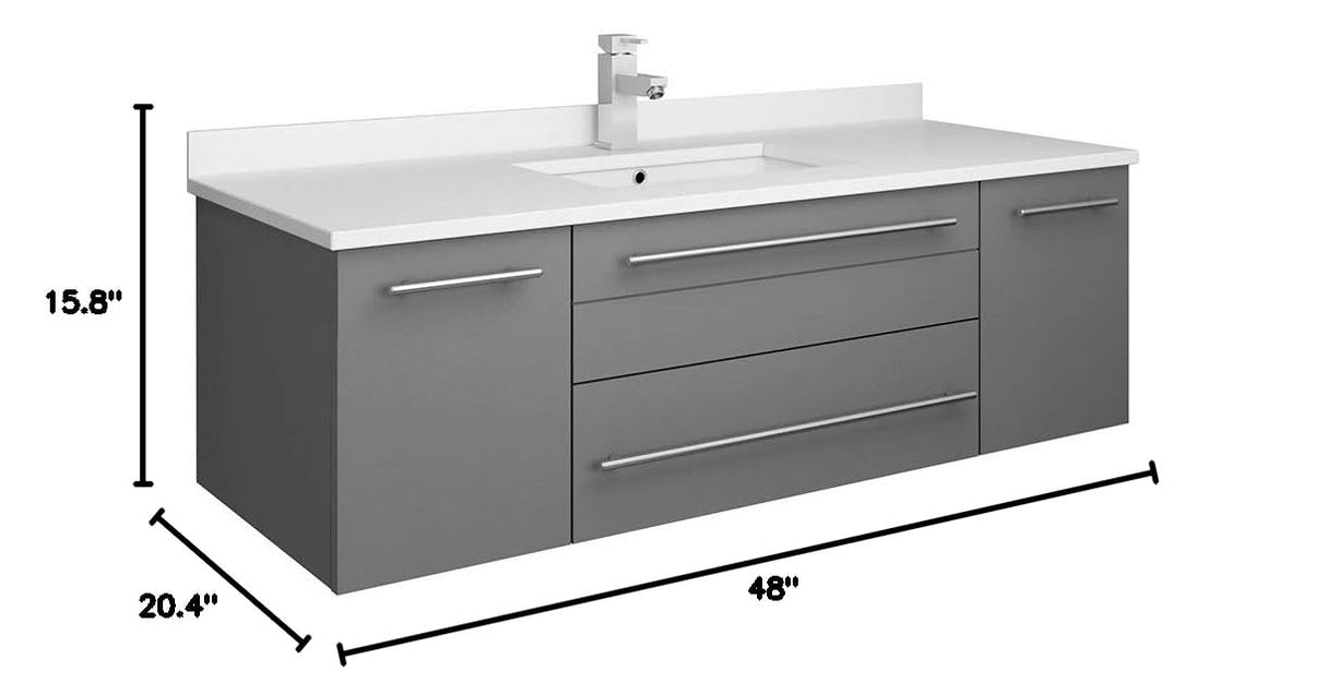 Fresca FCB6148GR-UNS-CWH-U Cabinet with Undermount Sink