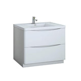 Fresca FCB9140WH-I Fresca Tuscany 40" Glossy White Free Standing Modern Bathroom Cabinet w/ Integrated Sink