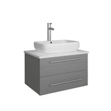 Fresca FCB6124GR-VSL-CWH-V Fresca Lucera 24" Gray Wall Hung Modern Bathroom Cabinet w/ Top & Vessel Sink