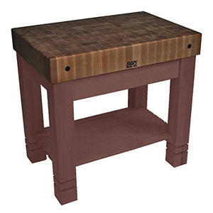 John Boos WAL-HMST36245-BK Kitchen Work Table Homestead Block with Black Base, Walnut End Grain Top, 36
