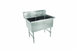 John Boos 2B244 B Series 2 Compartment Stainless Steel Sink, No Drain Board, 24