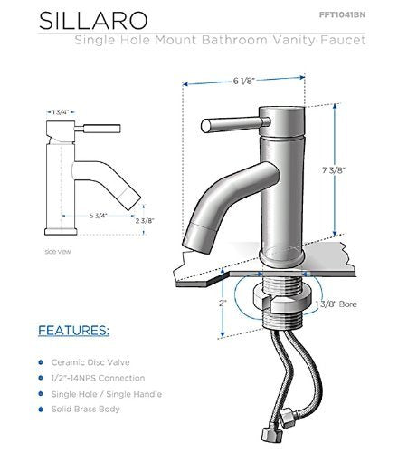 Fresca Bath FFT1041BN Sillaro Single Hole Mount Bathroom Vanity Faucet, Brushed Nickel