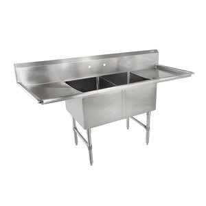 John Boos 2B16204-2D18 16-Gauge Stainless Steel Sinks With Drain Boards - 16