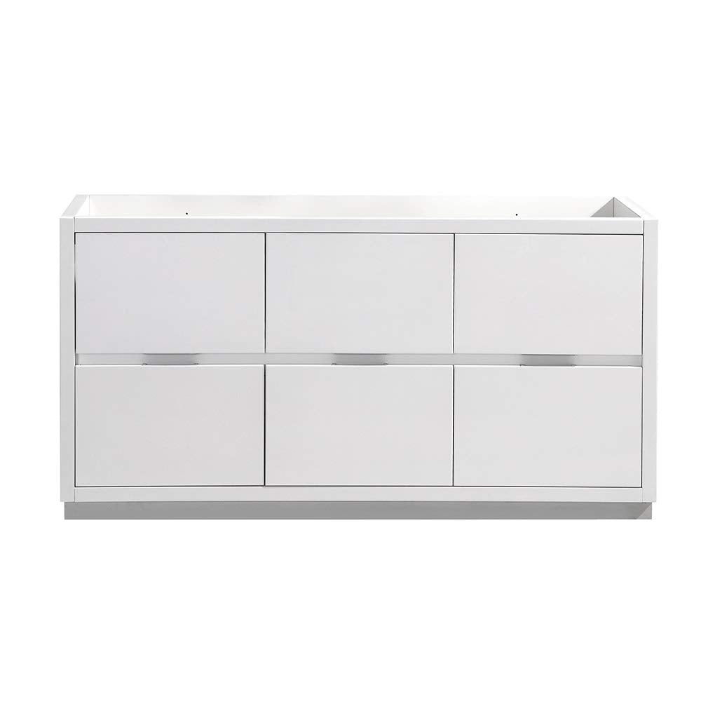 Fresca FCB8448WH-D Fresca Valencia 48" Glossy White Free Standing Double Sink Modern Bathroom Cabinet