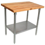 John Boos SNS04 Work Table with Commercial Blended Maple Top, Stainless steel base and shelf, 72" W x 24" D 35-1/4" H