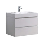 Fresca FCB8330WH-I Fresca Valencia 30" Glossy White Wall Hung Modern Bathroom Vanity