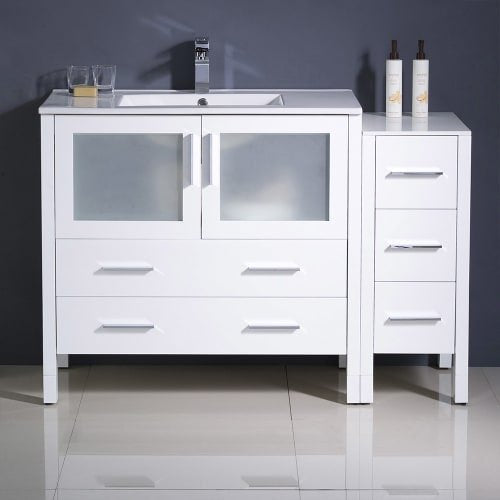 Fresca FCB62-3612WH-I Fresca Torino 48" White Modern Bathroom Cabinets w/ Integrated Sink