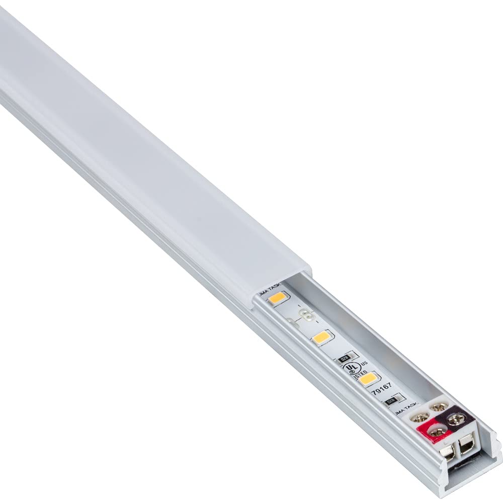 Task Lighting LR1P712V09-02W4 6-5/8" 53 Lumens 12-volt Accent Output Linear Fixture, Fits 9" Wall Cabinet, 2 Watts, Flat 007 Profile, Single-white, Cool White 4000K