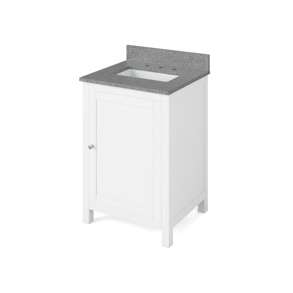 Jeffrey Alexander VKITAST24WHSGR 24" White Astoria Vanity, Steel Grey Cultured Marble Vanity Top, undermount rectangle bowl