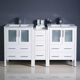 Fresca FCB62-241224ES-I Fresca Torino 60" Espresso Modern Double Sink Bathroom Cabinets w/ Integrated Sinks