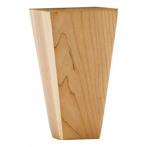 Hardware Resources BF34-5-RW 2-1/4" W x 2-1/4" D x 4-1/2" H Rubberwood Square Tapered Shaker Bun Foot