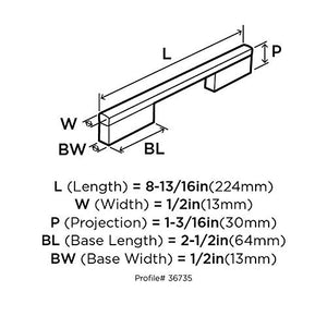 Amerock Cabinet Pull Black Brushed Nickel 6-5/16 inch (160 mm) Center to Center Separa 1 Pack Drawer Pull Drawer Handle Cabinet Hardware