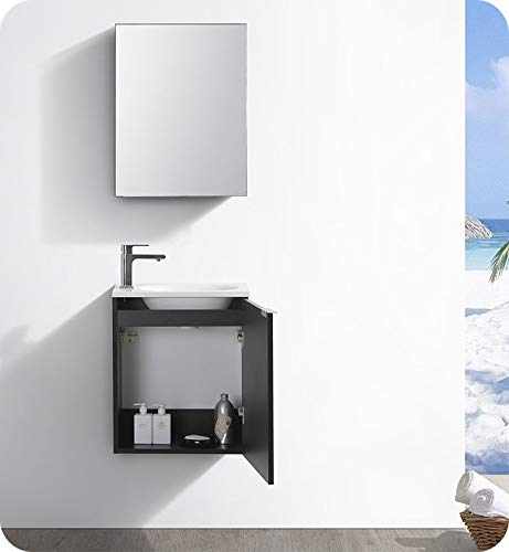 Fresca FCB8003BW-I Fresca Valencia 20" Black Wall Hung Modern Bathroom Vanity