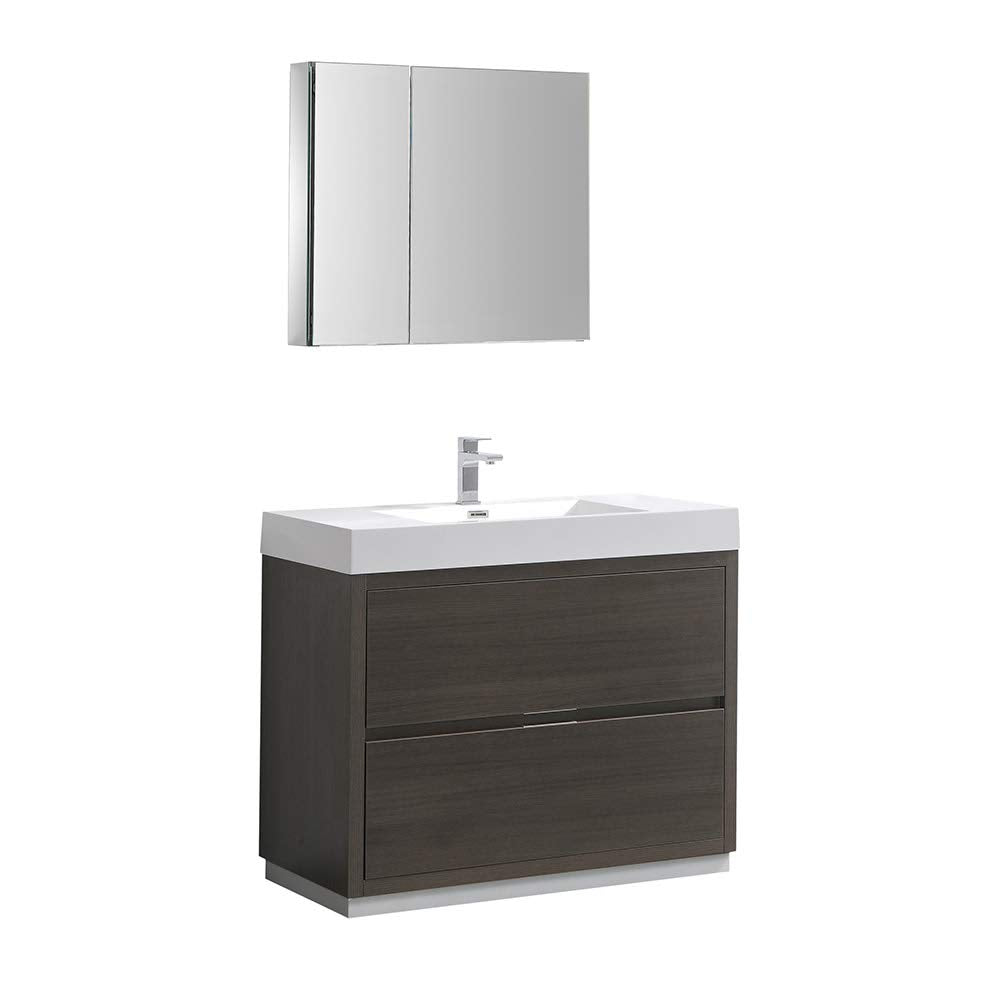 Fresca FVN8442GO Fresca Valencia 40" Gray Oak Free Standing Modern Bathroom Vanity w/ Medicine Cabinet