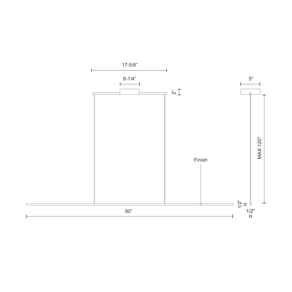 Kuzco LP18260-BN VEGA MINOR 60" LP Brushed Nickel 120V TRIAC/ELV LED 3000K 90CRI 42W