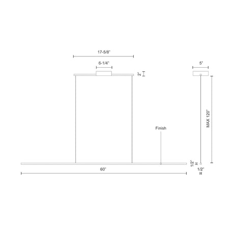 Kuzco LP18260-BN VEGA MINOR 60" LP Brushed Nickel 120V TRIAC/ELV LED 3000K 90CRI 42W