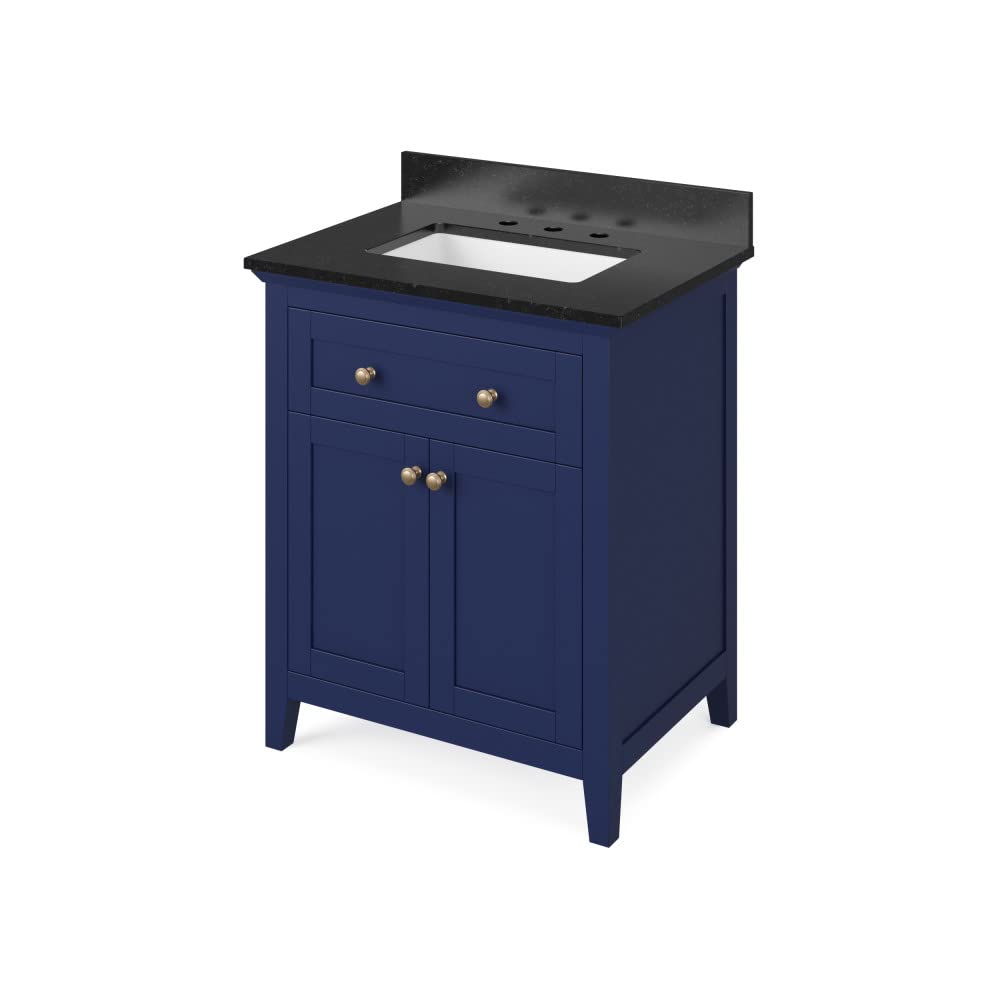 Jeffrey Alexander VKITCHA30BLBGR 30" Hale Blue Chatham Vanity, Black Granite Vanity Top, undermount rectangle bowl