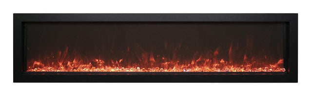 Amantii BI-50-SLIM-OD Panorama Slim Full View Smart Electric  - 50" Indoor /Outdoor WiFi Enabled Fireplace, featuring a MultiFunction Remote, Multi Speed Flame Motor, Glass Media & a Black Trim