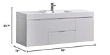 Fresca FCB8360WH-I Fresca Valencia 60" Glossy White Wall Hung Modern Bathroom Vanity