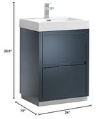 Fresca FCB8424GG-I Fresca Valencia 24" Dark Slate Gray Free Standing Modern Bathroom Vanity