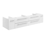 Fresca FCB6172WH-VSL Fresca Lucera 72" White Wall Hung Double Vessel Sink Modern Bathroom Cabinet