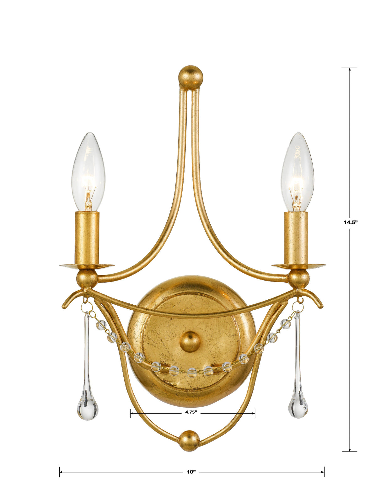 Metro 2 Light Antique Gold Sconce 422-GA