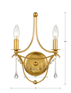 Metro 2 Light Antique Gold Sconce 422-GA