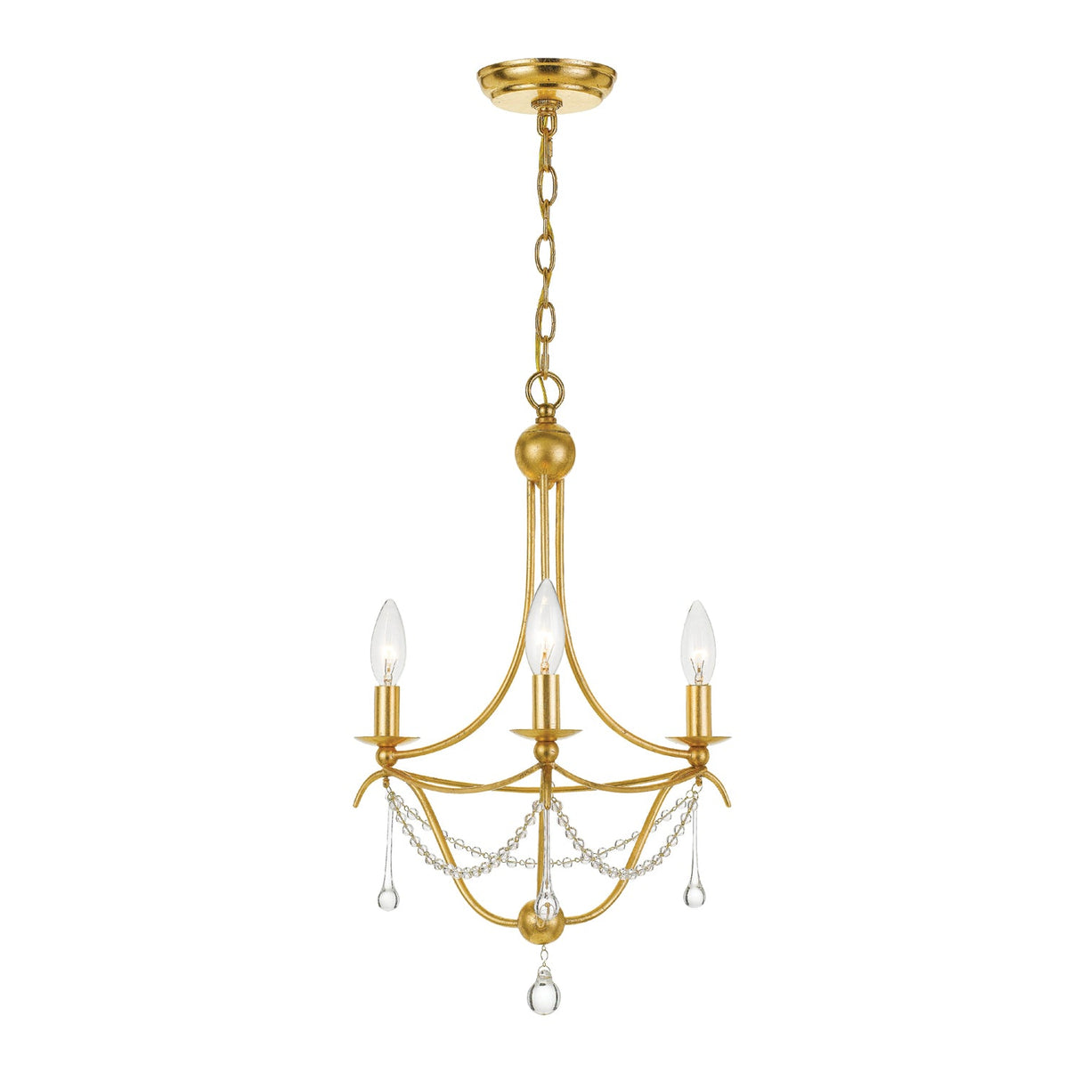 Metro 3 Light Antique Gold Mini Chandelier 423-GA