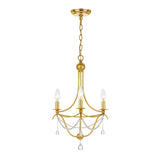 Metro 3 Light Antique Gold Mini Chandelier 423-GA