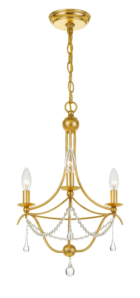 Metro 3 Light Antique Gold Mini Chandelier 423-GA