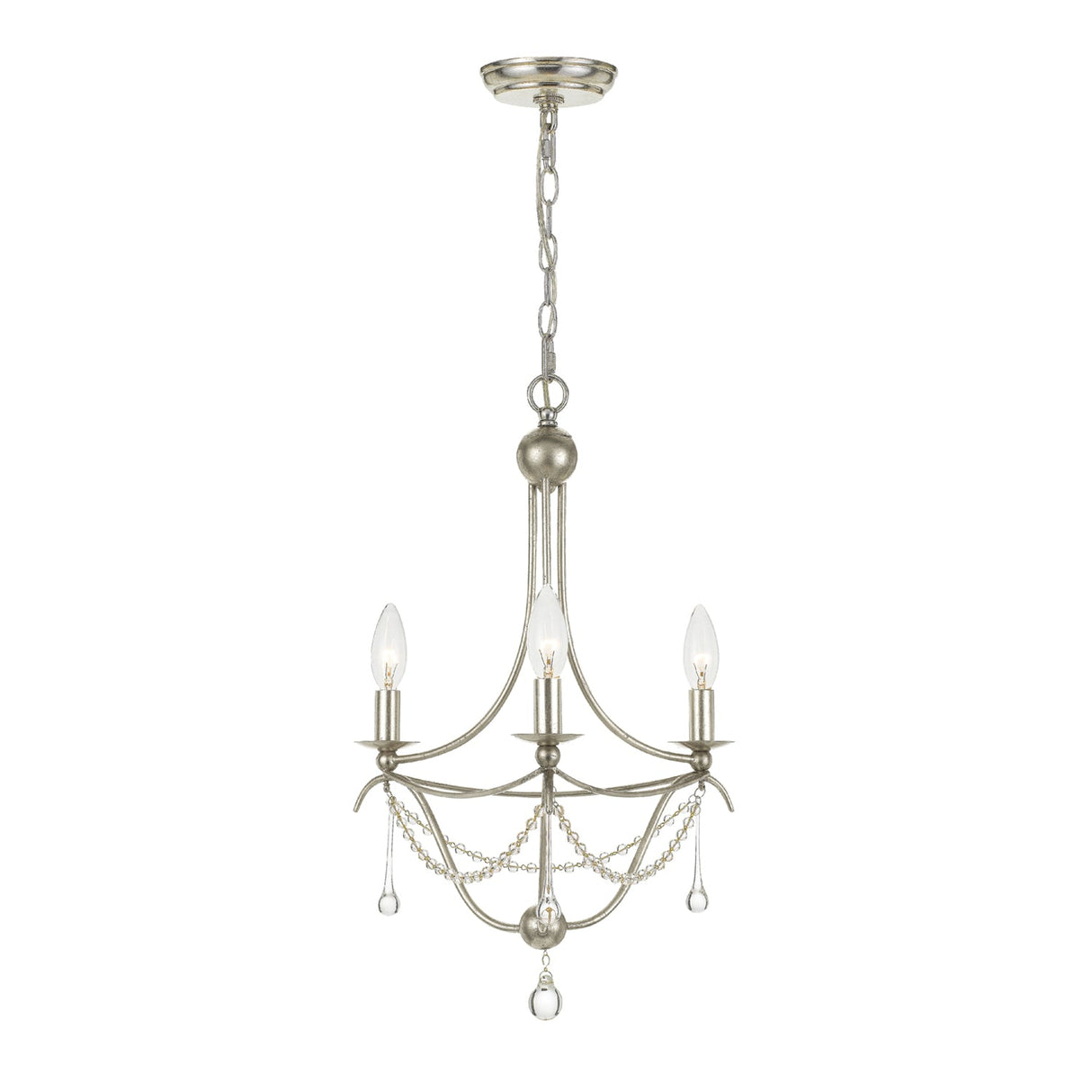 Metro 3 Light Antique Silver Mini Chandelier 423-SA