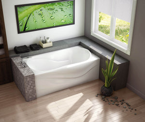 MAAX 105726-R-109-001 Murmur 6032 A Acrylic Alcove Right-Hand Drain Combined Hydrosens & Aerosens Bathtub in White