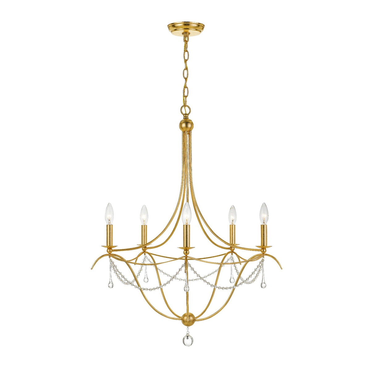 Metro 5 Light Antique Gold Chandelier 425-GA