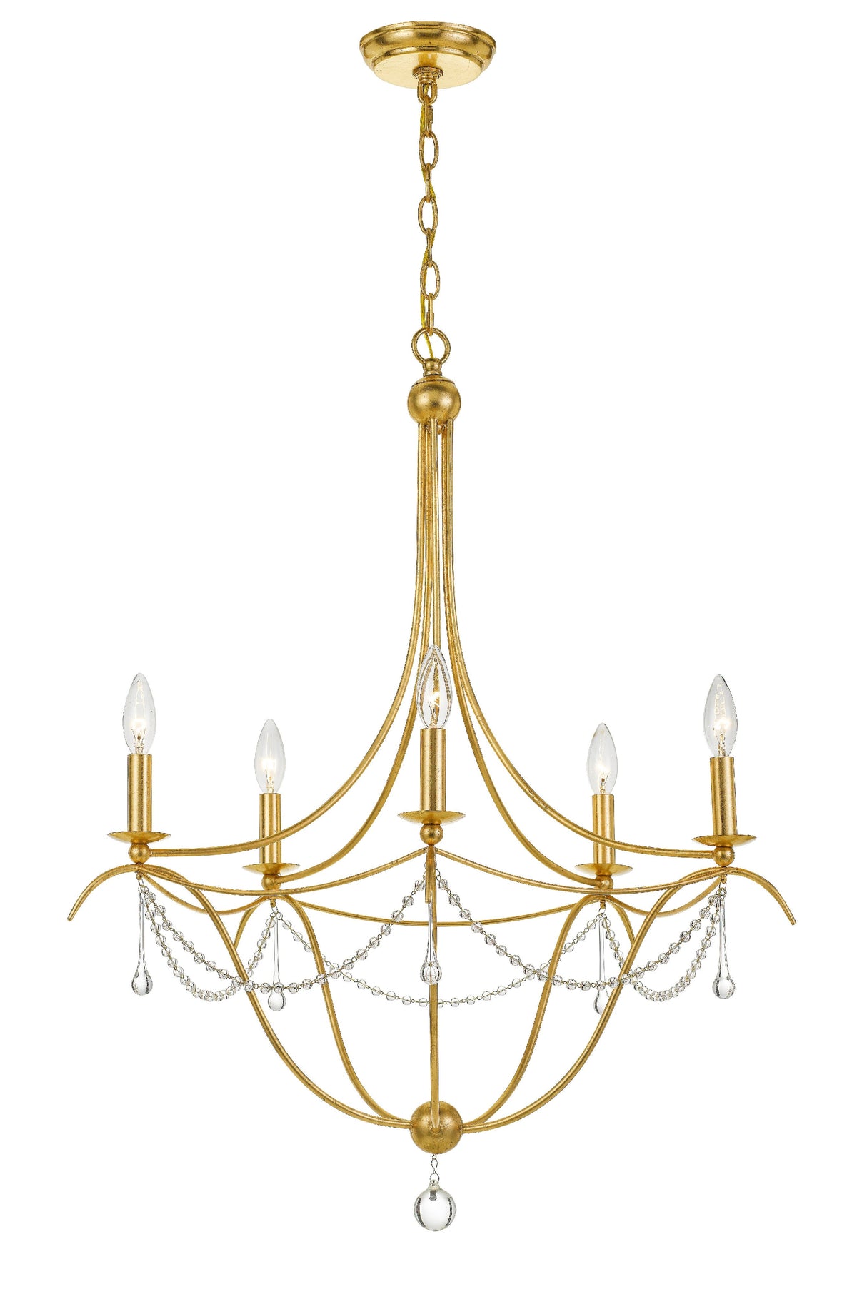 Metro 5 Light Antique Gold Chandelier 425-GA