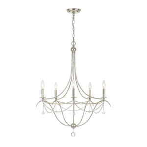 Metro 5 Light Crystal Beads Antique Silver Chandelier 425-SA