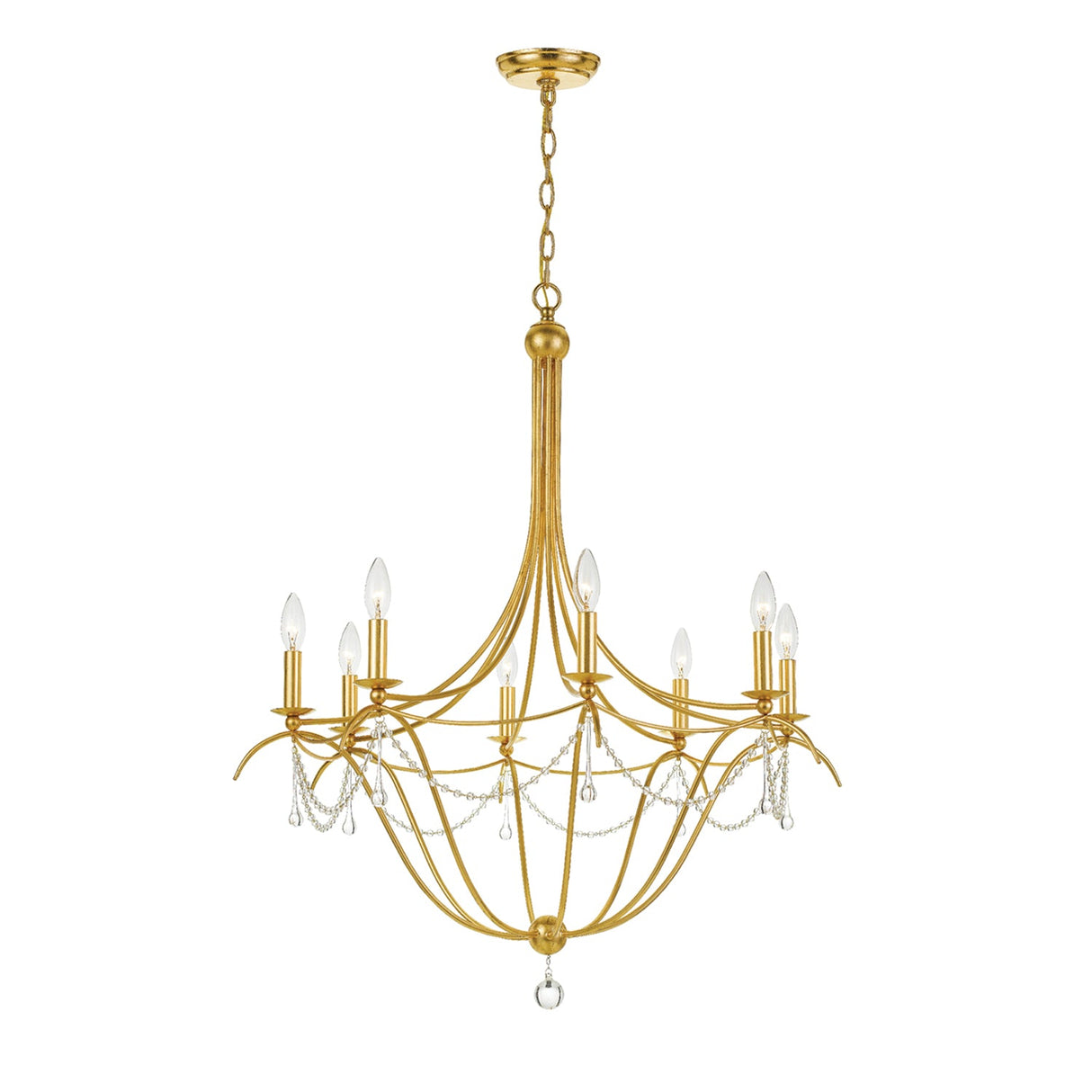 Metro 8 Light Crystal Beads Antique Gold Chandelier 428-GA