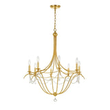 Metro 8 Light Crystal Beads Antique Gold Chandelier 428-GA