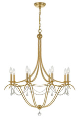 Metro 8 Light Crystal Beads Antique Gold Chandelier 428-GA