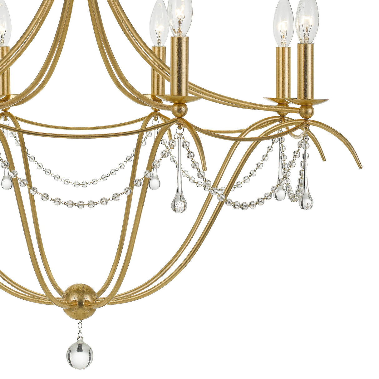 Metro 8 Light Crystal Beads Antique Gold Chandelier 428-GA