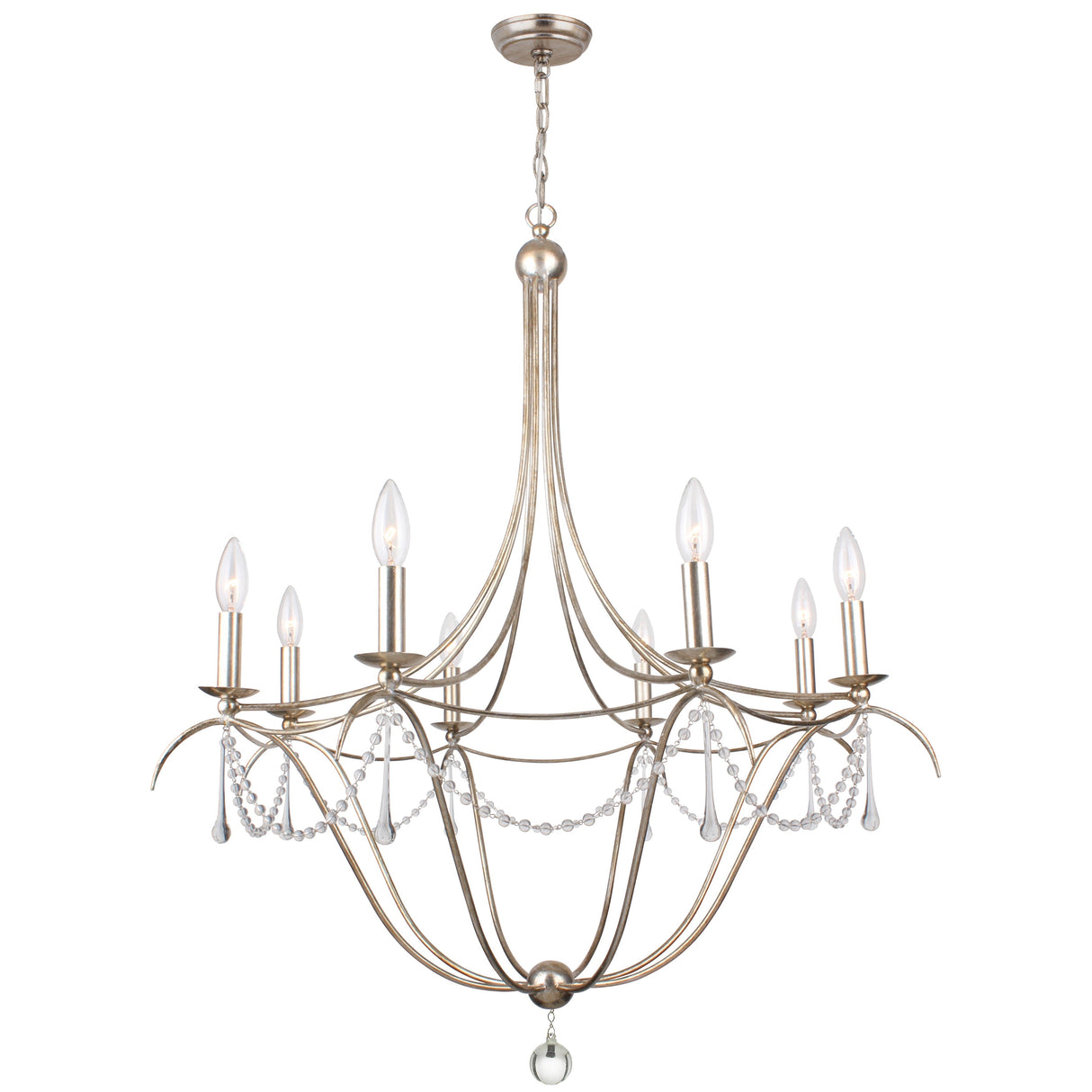 Metro 8 Light Crystal Beads Antique Gold Chandelier 428-GA