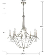 Metro 8 Light Crystal Beads Antique Gold Chandelier 428-GA