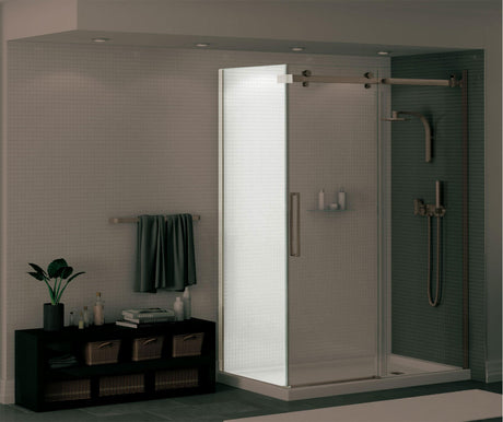 MAAX 139393-900-305-000 Halo Return Panel for 30 in. Base with Clear glass in Brushed Nickel
