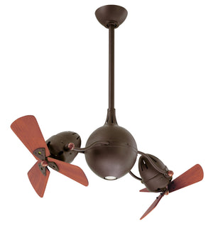 Matthews Fan AQ-TB-WD Acqua 360° rotational 3-speed ceiling fan in textured bronze finish with solid sustainable mahogany wood blades and light kit.