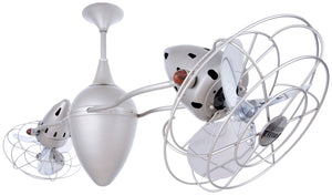 Matthews Fan AR-BN-MTL Ar Ruthiane 360° dual headed rotational ceiling fan in brushed nickel finish with metal blades.