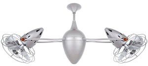 Matthews Fan AR-BN-MTL-DAMP Ar Ruthiane 360° dual headed rotational ceiling fan in brushed nickel finish with metal blades for damp location.