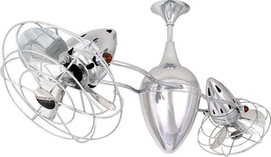 Matthews Fan AR-CR-MTL Ar Ruthiane 360° dual headed rotational ceiling fan in polished chrome finish with metal blades.
