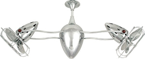 Matthews Fan AR-CR-MTL-DAMP Ar Ruthiane 360° dual headed rotational ceiling fan in polished chrome finish with metal blades for damp location.