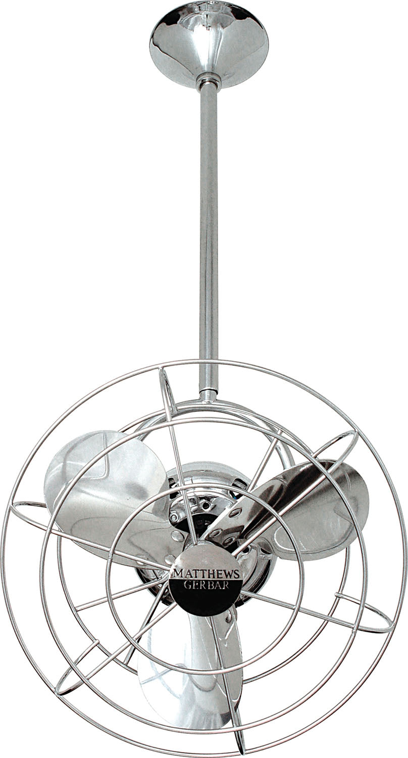 Matthews Fan BD-CR-MTL-DAMP Bianca Direcional ceiling fan in Polished Chrome finish with metal blade for damp locations.