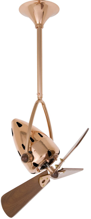 Matthews Fan JD-CP-WD Jarold Direcional ceiling fan in Polished Copper finish with solid sustainable mahogany wood blades.