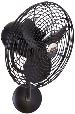 Matthews Fan MP-BK-MTL Michelle Parede vintage style wall fan in matte black finish.